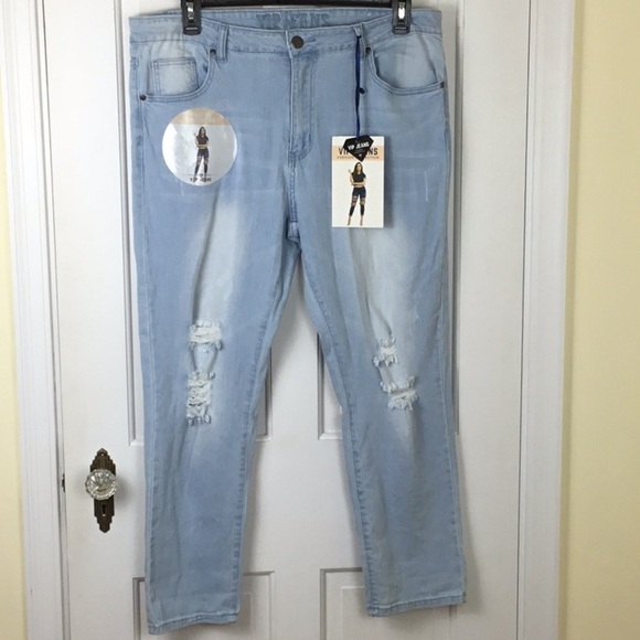 VIP  Distressed Light Wash Jeans Size 17/18 NWT - Picture 1 of 6